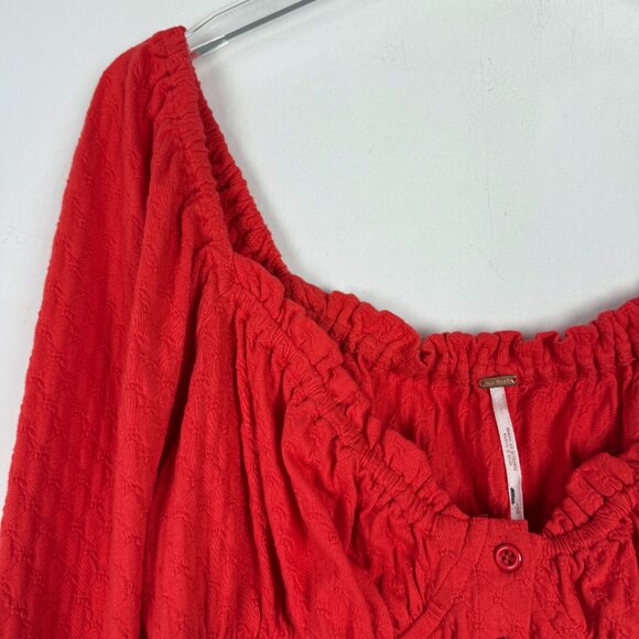 Free People Ladybug Long Sleeve Top Cropped Size Large L EUC - Picture 3 of 12